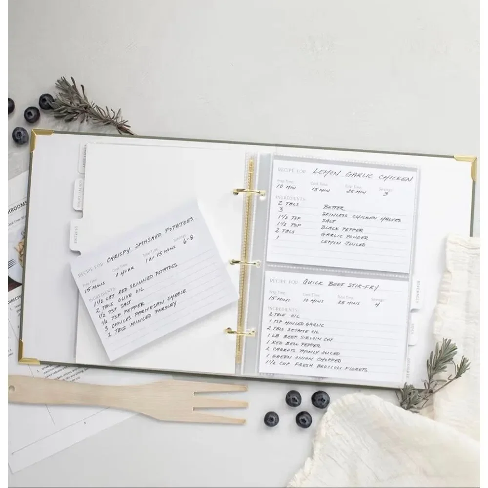 The Perfect Recipe Book with Plastic Sleeves to Write in Your Own Recipes, Cards